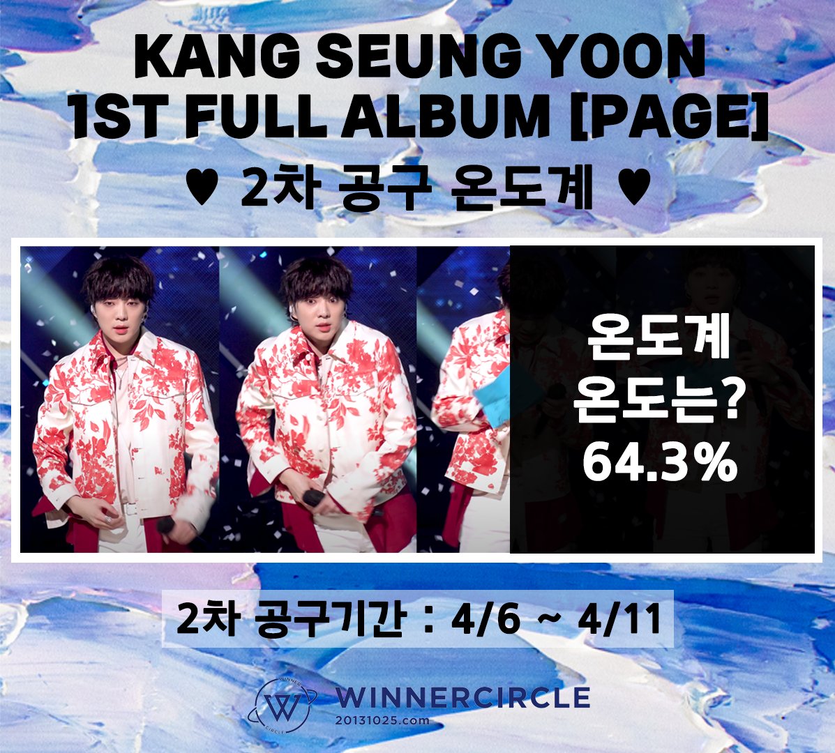 📖강승윤 정규1집 𝐏𝚲𝐆𝐄 공동구매 2차 온도계 업데이트📖

💙64.3%달성!!💙

공구 마지막날! 

앨범을 저렴하게 살 수 있는 마지막 기회!

온도계 터질 수 있도록 많은 구매 부탁드려요😀