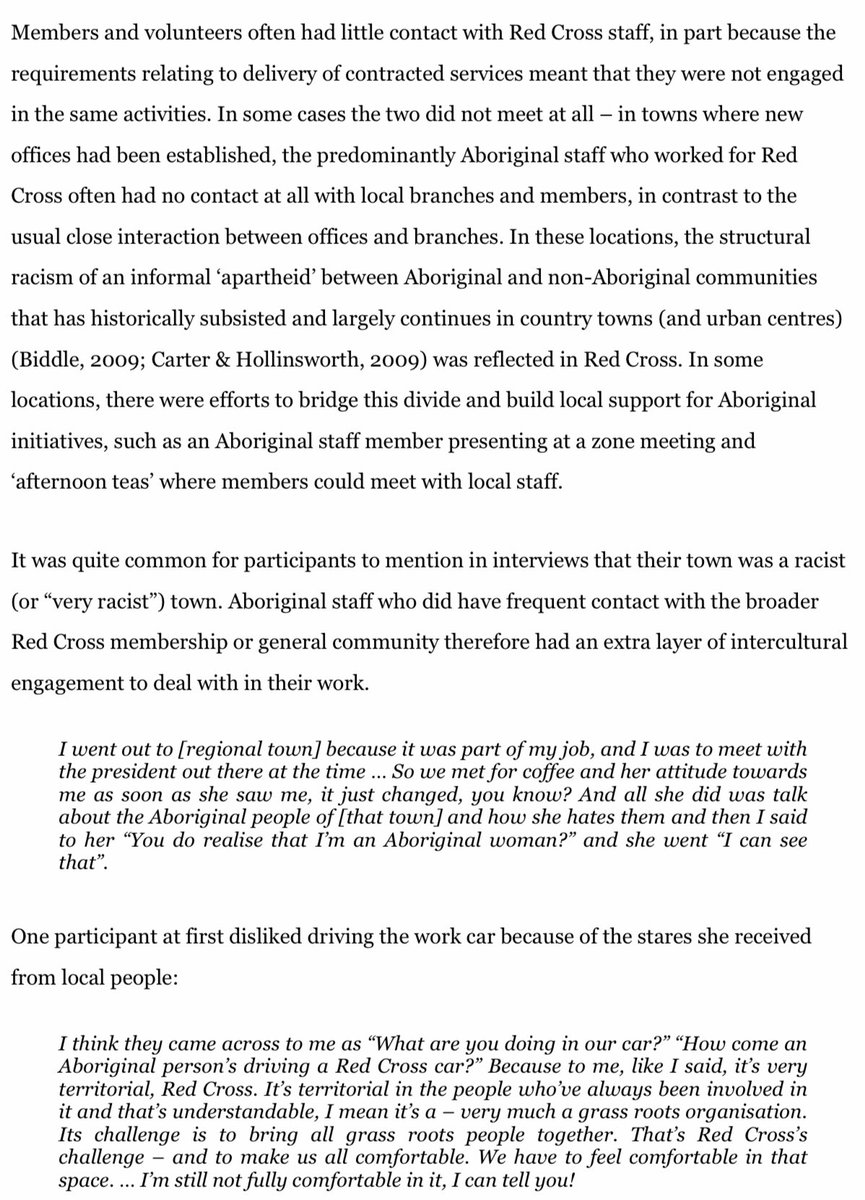 There it is  ‘The structural racism of an informal ‘apartheid’ between Aboriginal & non-Aboriginal communities that has historically subsisted & largely continues in country towns, was reflected in Red Cross’