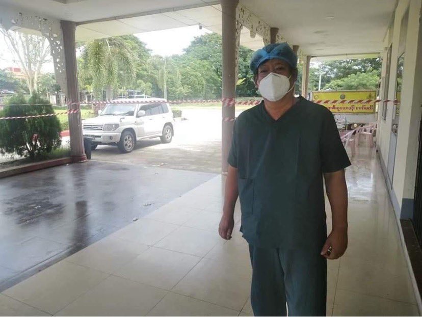 Bago #Apr11Coup 

Terrorists (#Myanmar security forces) abducted Dr. Wai Yan Myo Lwin, a volunteer providing free medical services &amp; Dr. Nay Myo, Red Cross Chair. 

Both abducted for providing free medical services to wounded people. 

#WhatsHappeningInMyanmar #MilkTeaAlliance