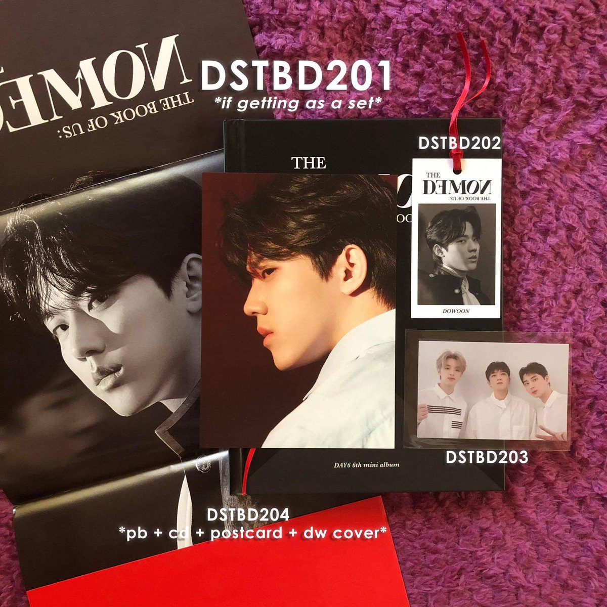 wts / lfbday6 albums (set / tingi)— tbou : demon (midday, midnight ver) lapag : april 12 - 6pm complete list, prices & photos : see tweet at the start of this thread ph sungjin jae youngk wonpil dowoon pc photocard unsealed bookmarks