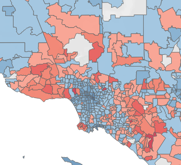 Everywhere around the country you see the same pattern: low pollution in cities surrounded by dirtier suburbs.Eyeballing, urban cores are 10-30 tons CO2e/household/yr lower emitting (consumption-based accounting).Here are LA, Denver, Chicago, & Atlanta. /2