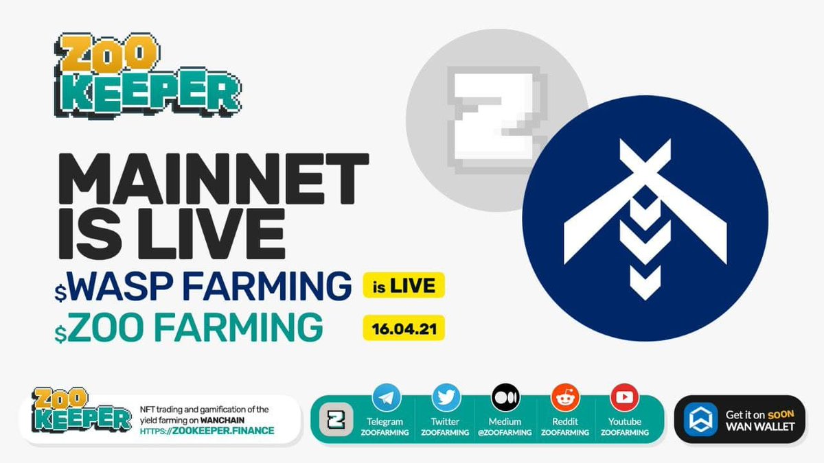 Having access to a project like <a href="/ZooFarming/">ZooKeeper - Old Account</a> from day one is a real gift. Access for everyone, no ICO, no IDO, no limitations, no registrations, just one wallet, decentralized. A new stage for the <a href="/wanchain_org/">Wanchain</a> ecosystem, for <a href="/wanswap/">Wanswap, the Cross-chain AMM DEX</a> 
Are you a farmer? Turn into #zookeeper
#NFT