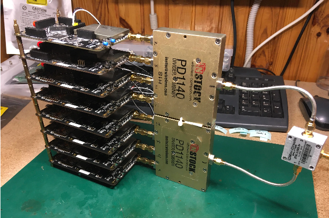 giammaiot2's tweet photo. HackRF SuperCluster by OlegKutkov: 8x #cluster/#coherent/#parallel #HackRF need #160Mhz #BANDWIDTH (PD1140 + ZFSC-2-2500-S+ Splitter HW) https://t.co/6wFnj0EzfW #SoftwareDefinedRadio #Satellite #RF #Power #Divider #Combiner #Splitter https://t.co/HWsnSBxfcB