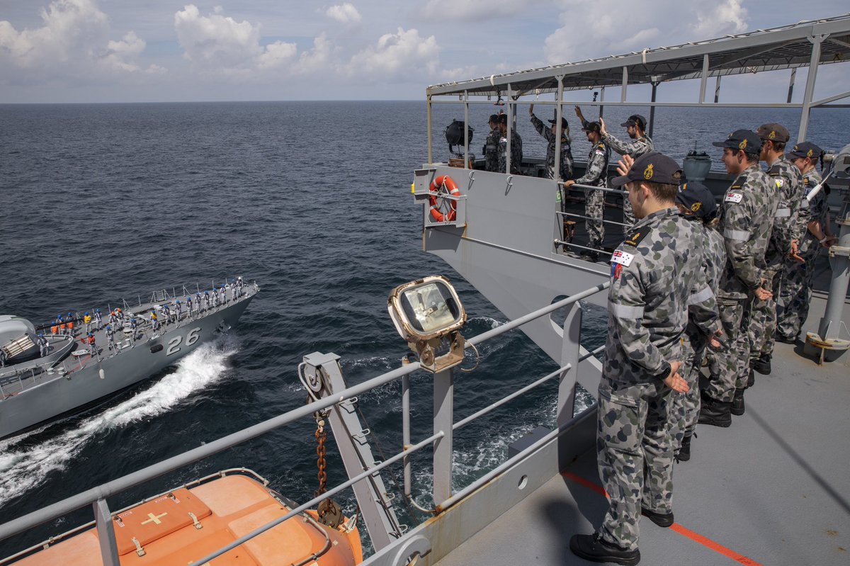 Australian_Navy's tweet photo. Malaysia and Australia replenish relationship 🇦🇺🤝🇲🇾 #AusNavy's #HMASSirius has conducted a series of exercises with @tldm_rasmi corvette KD Lekir in the Andaman Sea.

📖➡️https://t.co/Sh4yGKOb46 #InternationalEngagement #YourADF https://t.co/6Cq2CKPDQa