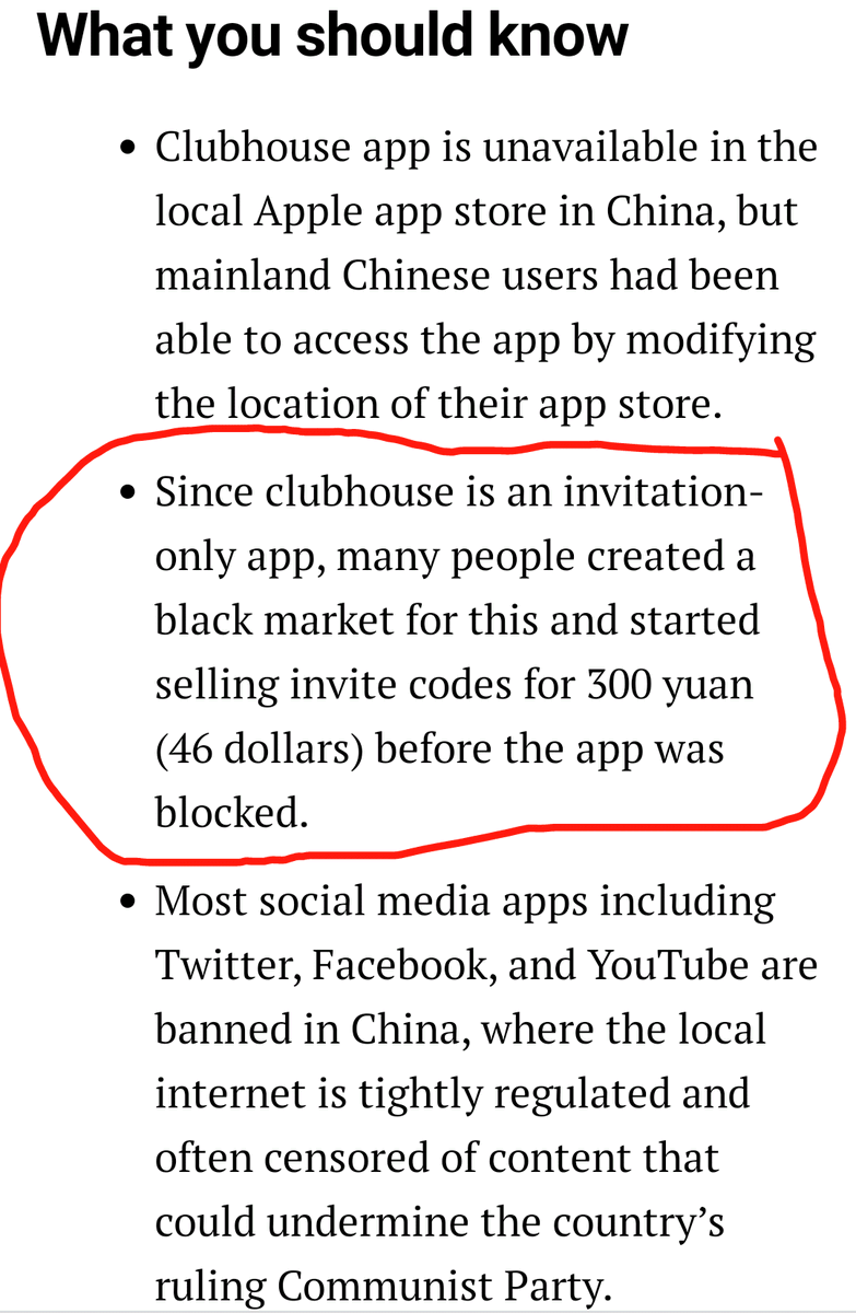 In China, people sell their invites for a whooping $45 .I love these guys!Read about it here:  https://nairametrics.com/2021/02/09/clubhouse-joins-the-list-of-censored-apps-in-china/