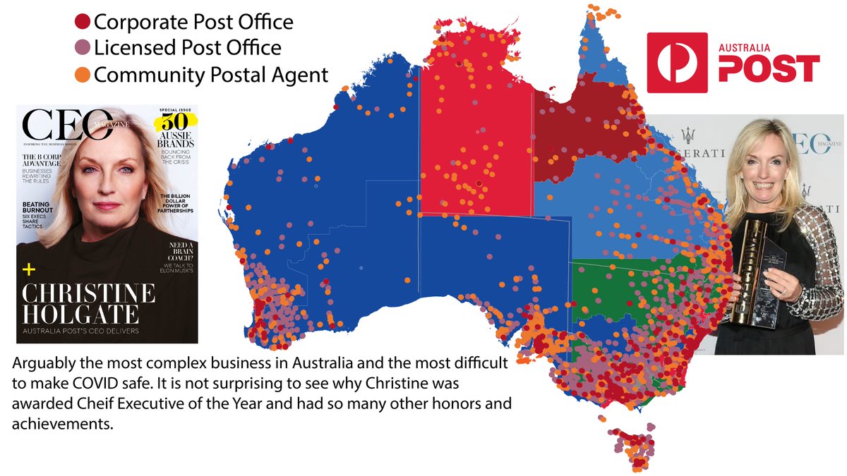 4/The 2 pics show Aust Post+Bank@Post locations.The 2nd map shows where Bank@Post is the only bank option for at least 50KM’s. The $220M deal with the banks that Christine rewarded her staff for saved 1,000's of regional jobs It's easy 2 C Y she was awarded CEO of the year