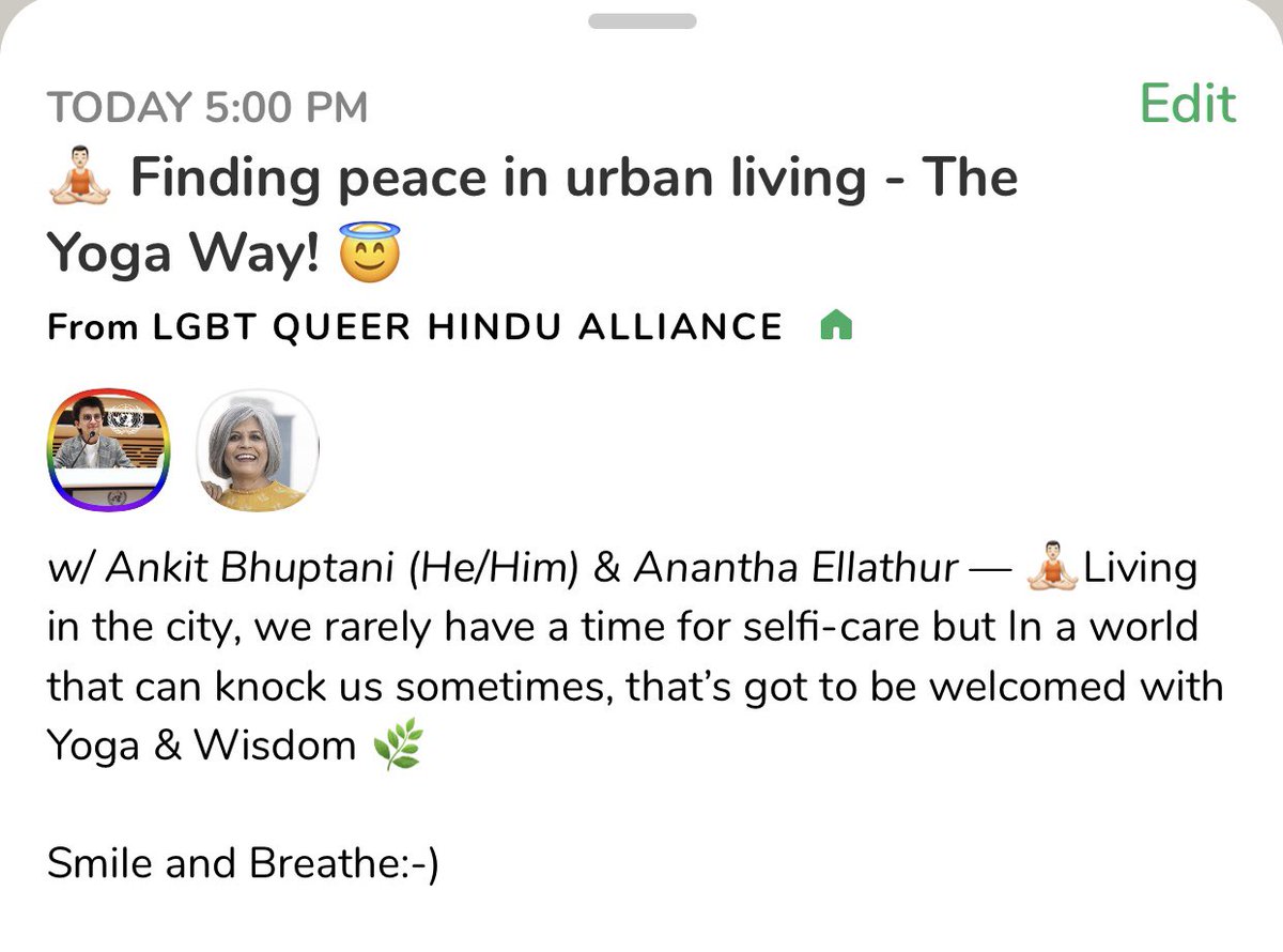 Join us as we discuss “🧘🏻‍♂️ Finding peace in urban living - The Yoga Way! 😇” with @ashtangayoga101 and @CitizenAnkit . Today, 11 Apr at 5:00 PM IST on @joinclubhouse. Join us! joinclubhouse.com/event/MzEeLWrb 

#UrbanYoga #YogaSutras #QueerHinduAlliance