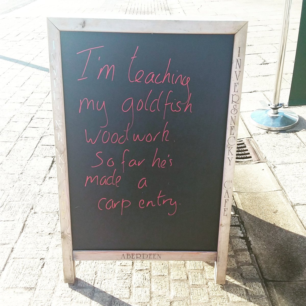 Mr_Inversnecky's tweet image. Something fishy about this. #inversnecky #cafeboard #aberdeen #carpentry