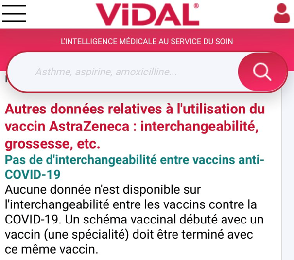 papanours60's tweet photo. JEU DE MASSACRE ? + de 600.000 français de (-) de 55 ans ayant reçu une 1ère dose d'AstraZeneca devront savourer une 2ème dose d'1 autre vaccin, à techno. ARNmessager. 
L'OMS estime ne pas avoir de "données suffisantes" sur "l'interchangeabilité" des vaccins. 
Que dit le VIDAL ? https://t.co/GbIHoZ5VME