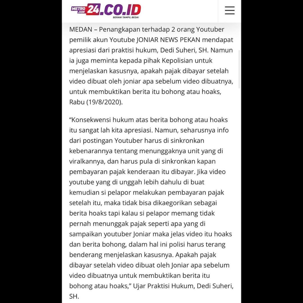 bennieduward's tweet photo. Pembayaran pajak dilakukan tanggal 11 Agustus 2020 pukul 9.08 AM.

Berdasarkan screenshoot Facebook Benni Eduward, sidak dimulai pada tanggal 11 Agustus 2020 pukul 7 AM.

#Repost @palembangpeace
#savebenni
#korbanuuite
#benniedwardo
#bennieduward
#teamantipungli https://t.co/YfBQnBBkEK