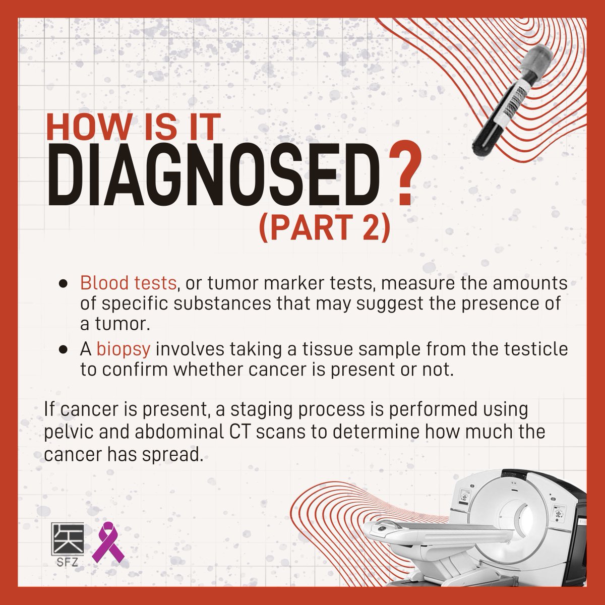 project_sfz's tweet photo. In commemoration of Testicular Cancer Awareness Month this April, here's Part 2: Symptoms and Diagnosis of Testicular Cancer! Project SFZ hopes to raise awareness and push towards its prevention, early detection, and treatment. https://t.co/a2N13V0o3Q