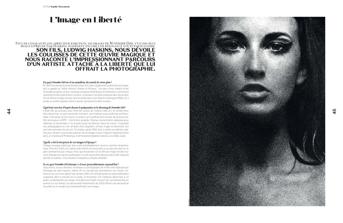 Sam_Haskins's tweet photo. @SophieRosemont interviewed me (@Camera5) about my father @Sam_Haskins 1967 book November Girl in the current edition of ‘French’ magazine. Thanks to Thierry LeGoues and Eric Rozenkranz. 1/3 https://t.co/lrxVRB8oz8