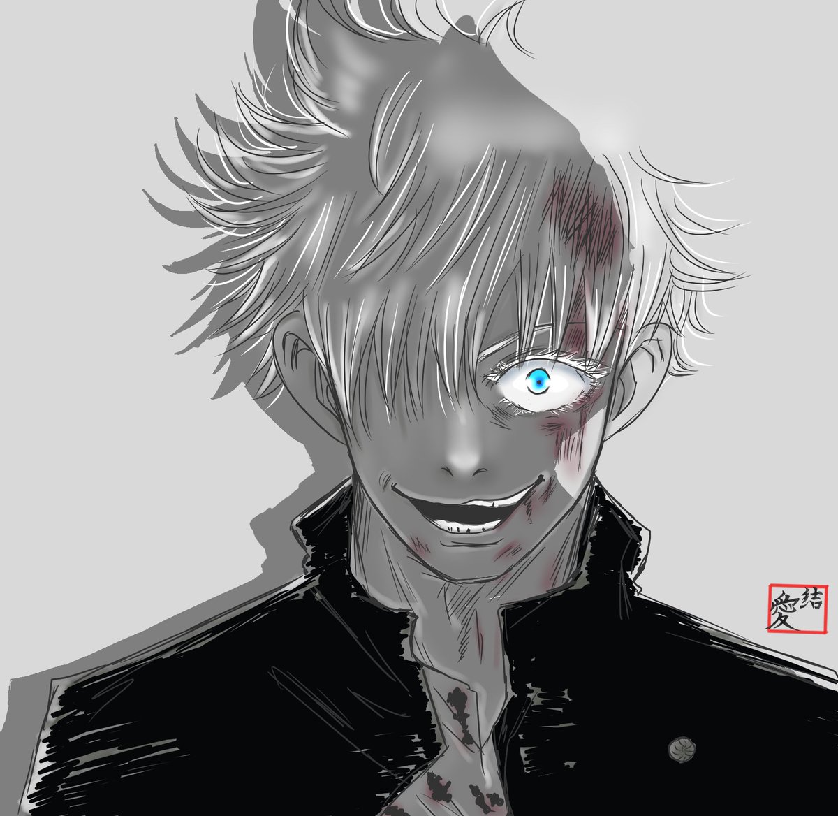 一ノ瀬愛結 Sur Twitter よぉ 久しぶり 反転術式で復活後の超ハイテンションな五条先生 五条悟イラスト 呪術廻戦イラスト