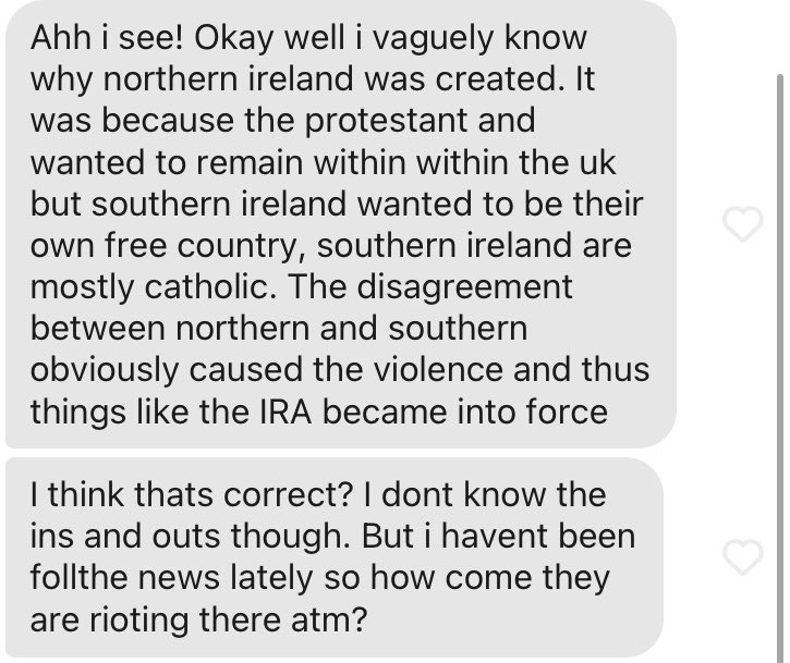 Guy 4 sums up another thing a lot of the people are saying about NI, that tensions are to do with north vs south as opposed to happening in the north but he’s got a better idea than most. Still no idea what’s happening now though