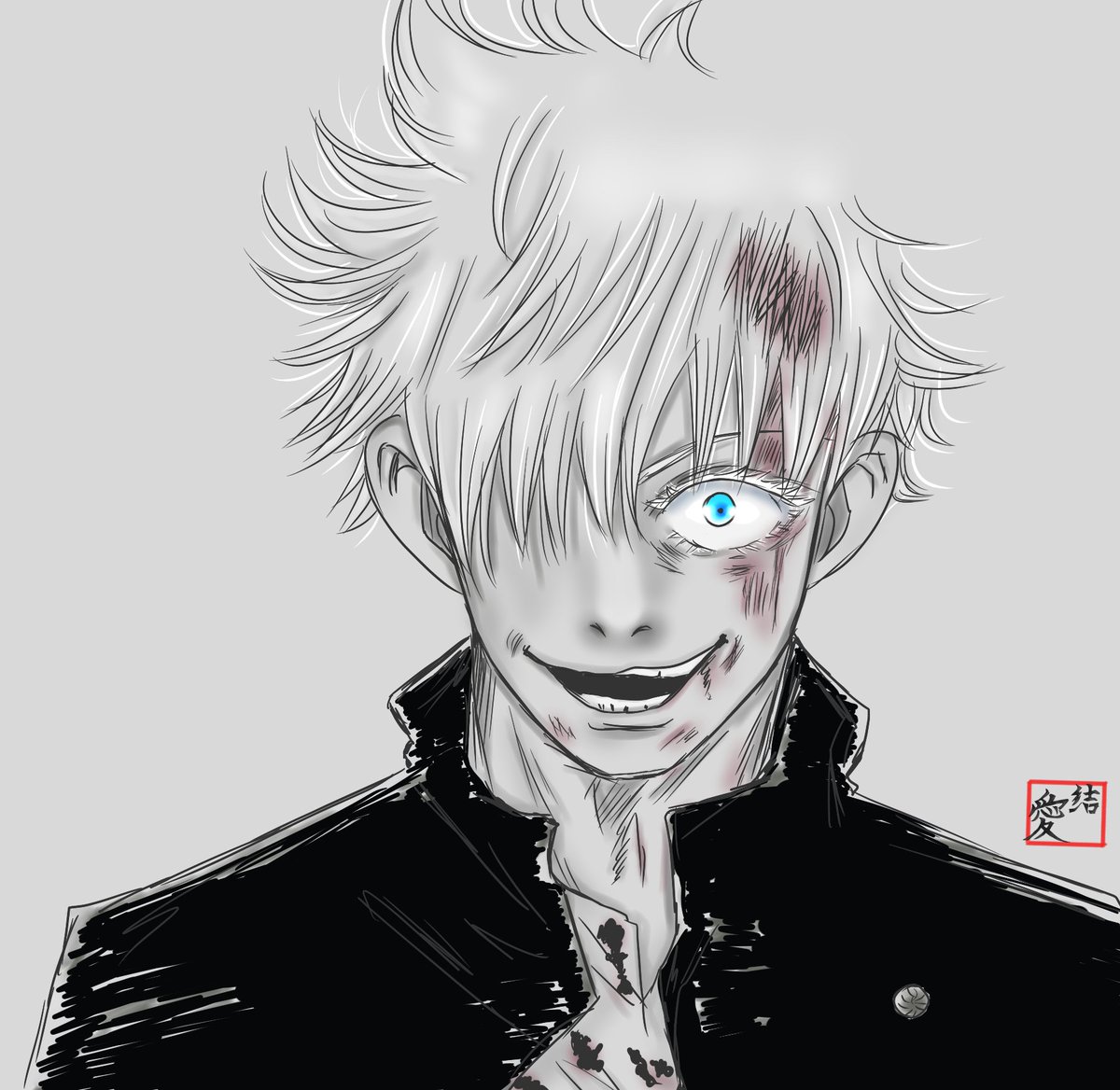 一ノ瀬愛結 Sur Twitter よぉ 久しぶり 反転術式で復活後の超ハイテンションな五条先生 五条悟イラスト 呪術廻戦イラスト