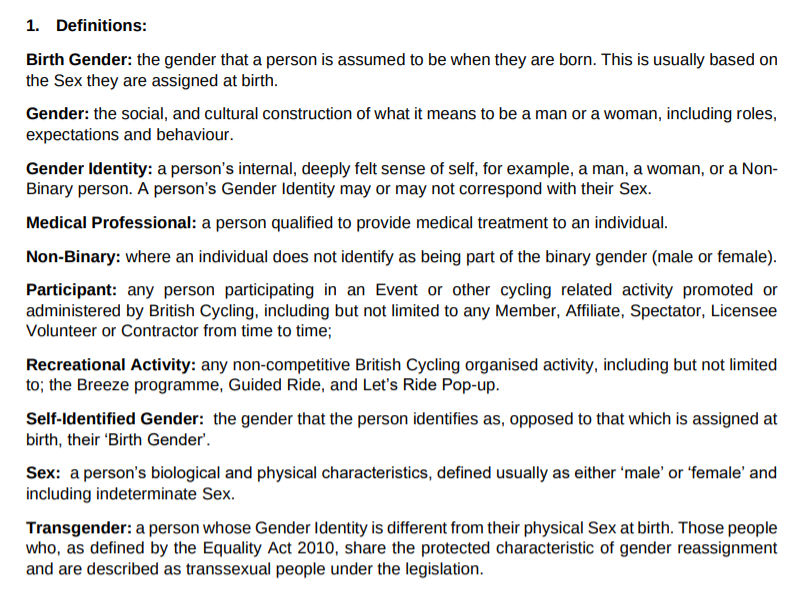 Look at this unscientific ideologically-captured nonsense from  @BritishCycling. No need to wonder who has been advising them: Stonewall. See the misrepresentation of the Equality Act at the end. Thankfully they are consulting again. Please respond! Details below: