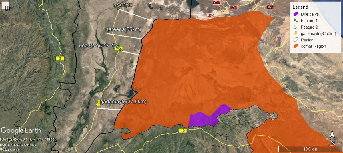 AfarWatch's tweet photo. We have received a credible report of heavy gun fights by Somali Special Forces of Mustafe waging war on #Afar again even as peace talk are being held him. About 55 km inside Afar Region in Tareena (see map) causing death and destruction to our people. This must be stopped now. https://t.co/v8W8MWukPG