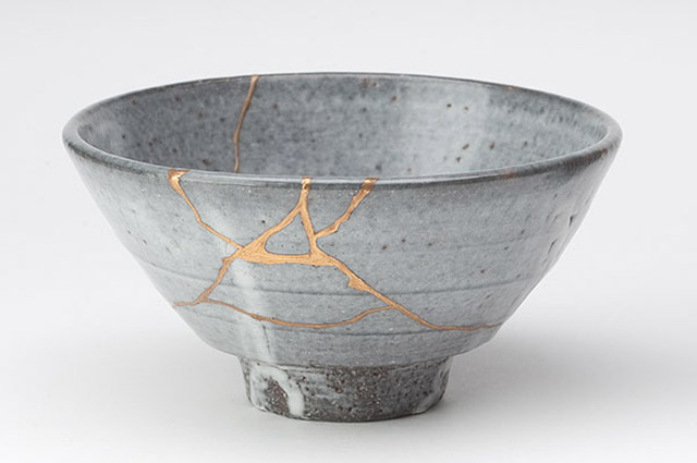 One of my very favorite concepts in the infinite ocean of metaphor is kintsukuroi, the Japanese art of repairing broken pottery with resin mixed with precious metals. The repaired object is both stronger and more beautiful than the original. 