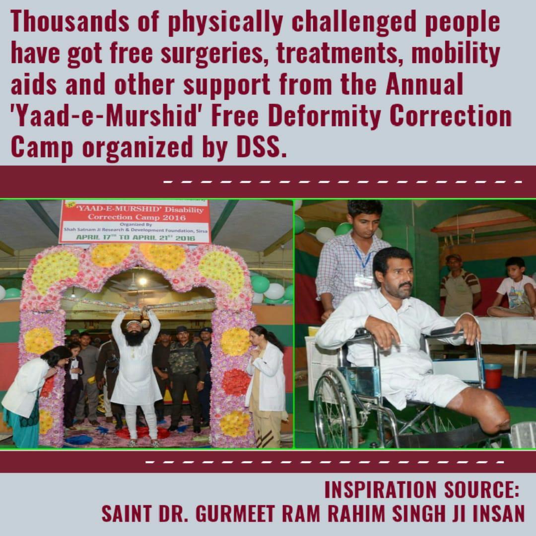 A unique initiative started under the pious guidance of #SaintDrMSG to provide the Help to physically challanged ones is #CompanionIndeed according to which calipers and wheelchairs r provided to them free of cost.
#TrueCompanion
#CompanionForSpeciallyAbled
#HelpForSpeciallyAbled