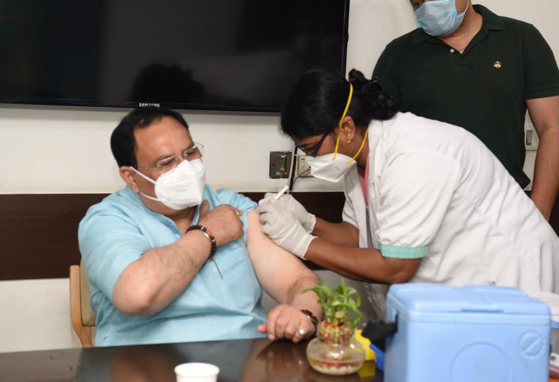 JPNadda's tweet photo. Took my second dose of the COVID-19 vaccine today.

It is my appeal to all those who are eligible to take the vaccine &amp; join in "Tika Utsav'', launched by Hon PM Shri @narendramodi ji, to inoculate the maximum number of eligible people. https://t.co/RCReAhmX98