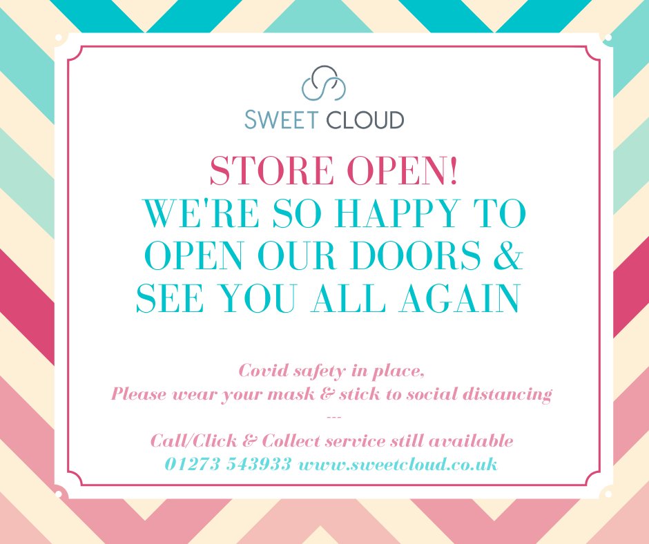 Looking forward to re-opening tomorrow, can't wait to see our lovely Customers in person (Covid safe of course!) sweetcloud.co.uk #lock