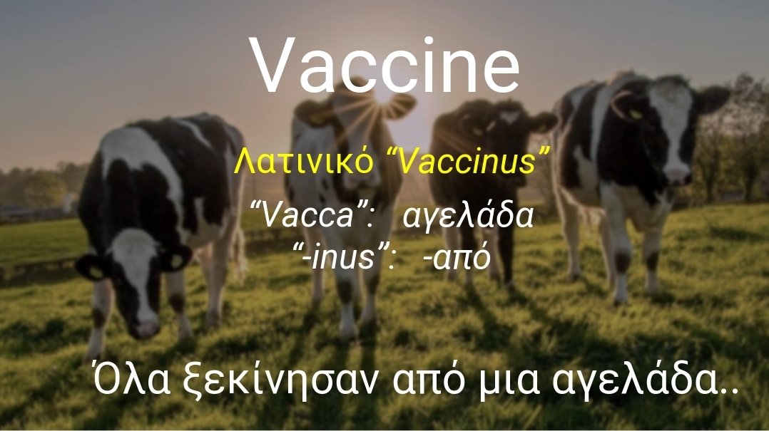 Θα σας αφήσω με την ετυμολογία της λέξης VACCINE, μιας λέξης που μας θυμίζει πάντα την ιστορία του πρώτου εμβολίου του κόσμου...49/