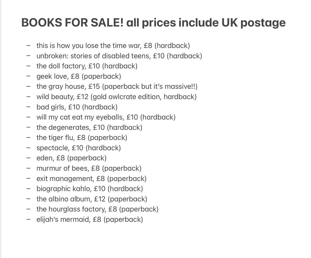 molsbymoonlight's tweet photo. UK FRIENDS, help me find some of my books new homes! prices include postage and i can take close up photos of any of the books if you’re interested, just dm me📚✨ #booksforsaleuk #booksfortradeuk https://t.co/HUHTahduNk