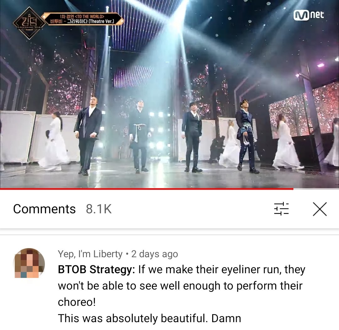 "if we make their eyeliner run, they wont be able to see well enough to perform their choreo!"  #BTOB_ON_KINGDOM