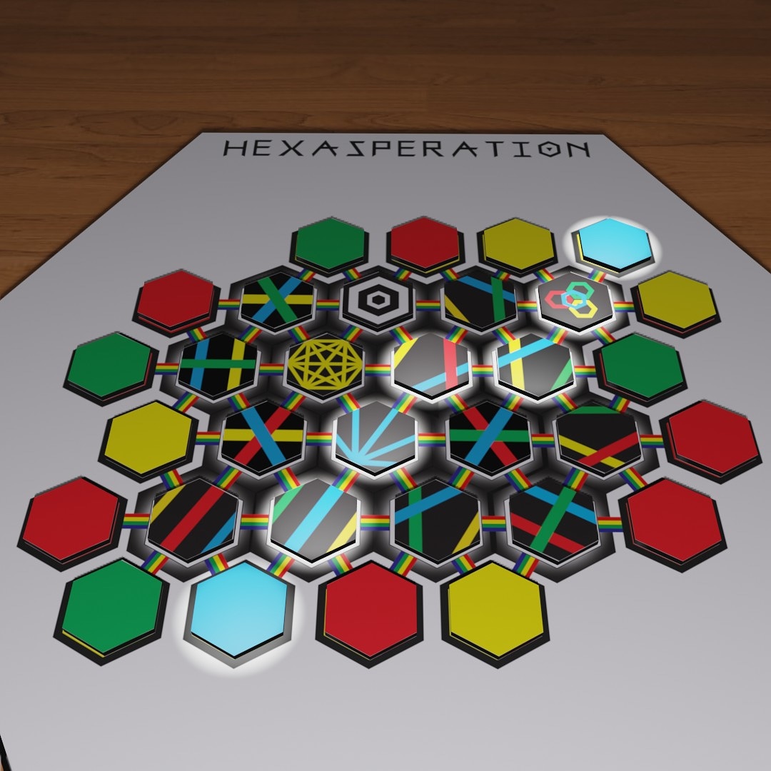 hexasperation's tweet photo. Thats's a blue connection! #hexasperation #bgg #boardgames #comingsoon #boardgamegeek #games #puzzlegames #tabletopgames https://t.co/JHoVeLZudc