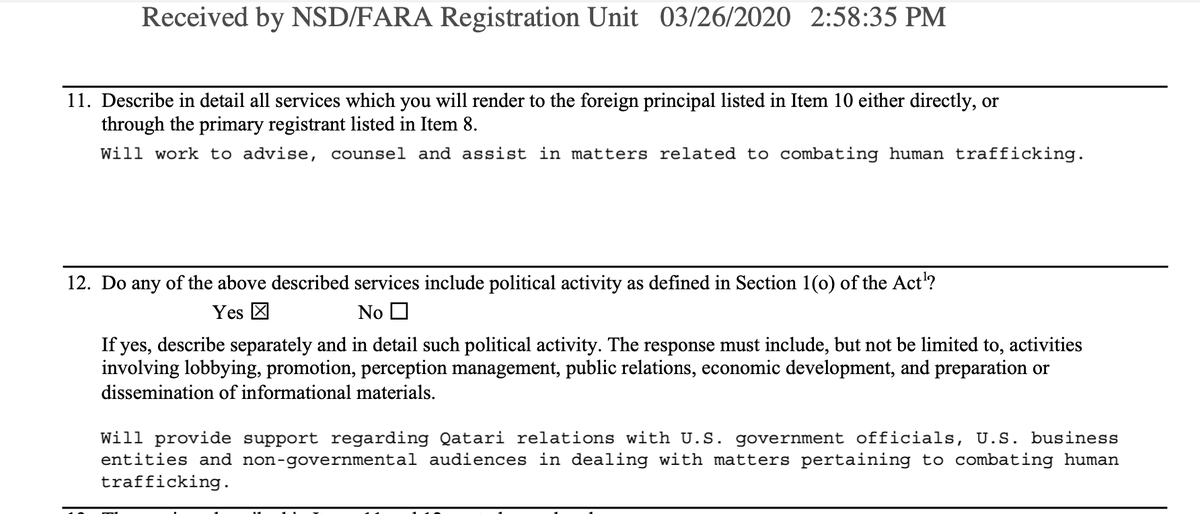 Yes, Trump had actual foreign agents defending him at his freakin' impeachment. That the media didn't actually notice this is...well, unsurprising at this point. But here you are.  https://efile.fara.gov/docs/6415-Short-Form-20200326-128.pdf