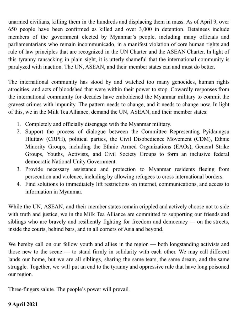 IDmilktea's tweet photo. Yo, this is an open letter 
@UN @ASEAN

#MilkTeaAlliance
#WhatsHappeningInMyanmar https://t.co/DOMDdhlJXN