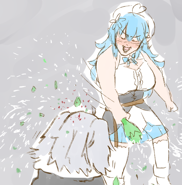獅白ぼたん ,雪花ラミィ 「モーメントに入れ忘れてたラミィちゃん 」|ねこやまのイラスト