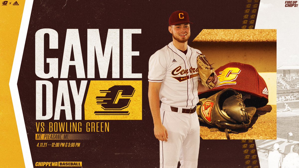 CMUBaseball's tweet photo. 𝙂𝘼𝙈𝙀𝘿𝘼𝙔‼️

Another doubleheader on tap today as the Chippewas look to claim the series over the Falcons. 

⌚️ 12 &amp; 3 P.M.
📍 Mount Pleasant, Mich.
🏟 Theunissen Stadium 
📺 https://t.co/OHvj8MusKB
📻 91.5 WMHW
📊 https://t.co/Rs1t0wnF56

#FireUpChips 🔥⬆️⚾️ https://t.co/0WQCpfRktR