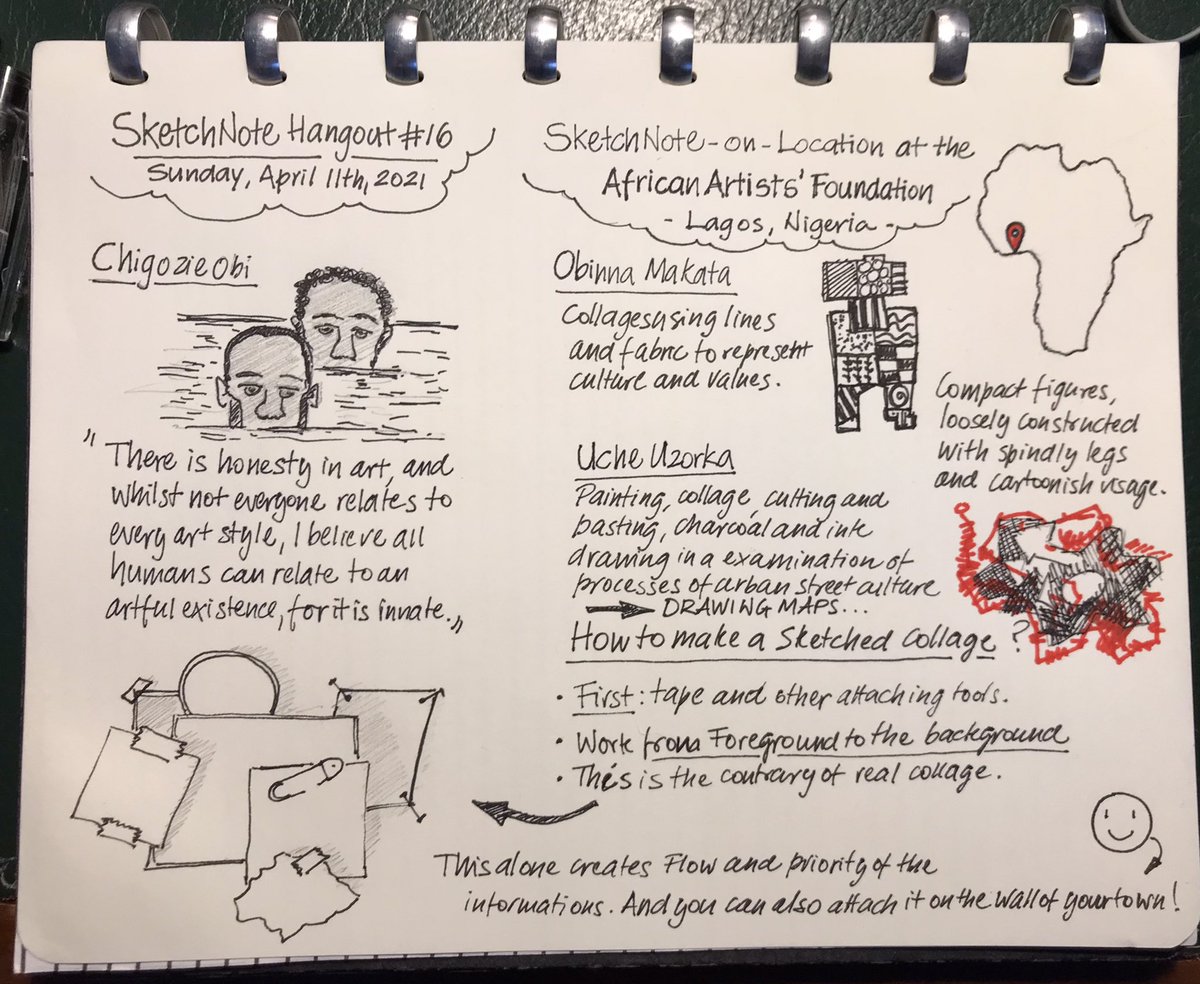 Visiting (virtually) African Artists’s Foundation in Lagos and Sketching-on-Location with a great group of amazing and creative people. <a href="/SN_Hangout/">Sketchnote Hangout</a> #sketchnotes #SNhangout
