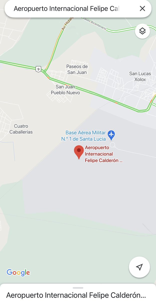 JesusMartinMx's tweet photo. Me lo platicaron y no lo podía creer. Para el mundo #SantaLucia es el “Aeropuerto Internacional Felipe Calderón Hinojosa” jajajaja que buena broma! A alguien se le volteó la cabeza. Jajaja. Sí existe. Búsquenlo. Los leo. @lopezobrador_ https://t.co/cAKLixF9MW