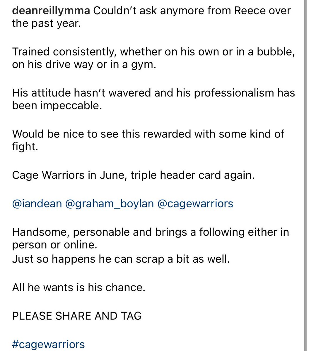 LewisSimpsonMMA's tweet image. Hard work + Dreams + Dedication = Success. Not many work harder and want it more than @ReeceMcEwan.

Dedicating his life to his craft day in day out. I would love to see it rewarded with an opportunity on @CageWarriors in June. 

Give the people what they want @GrahamBoylan 👊🏻💥