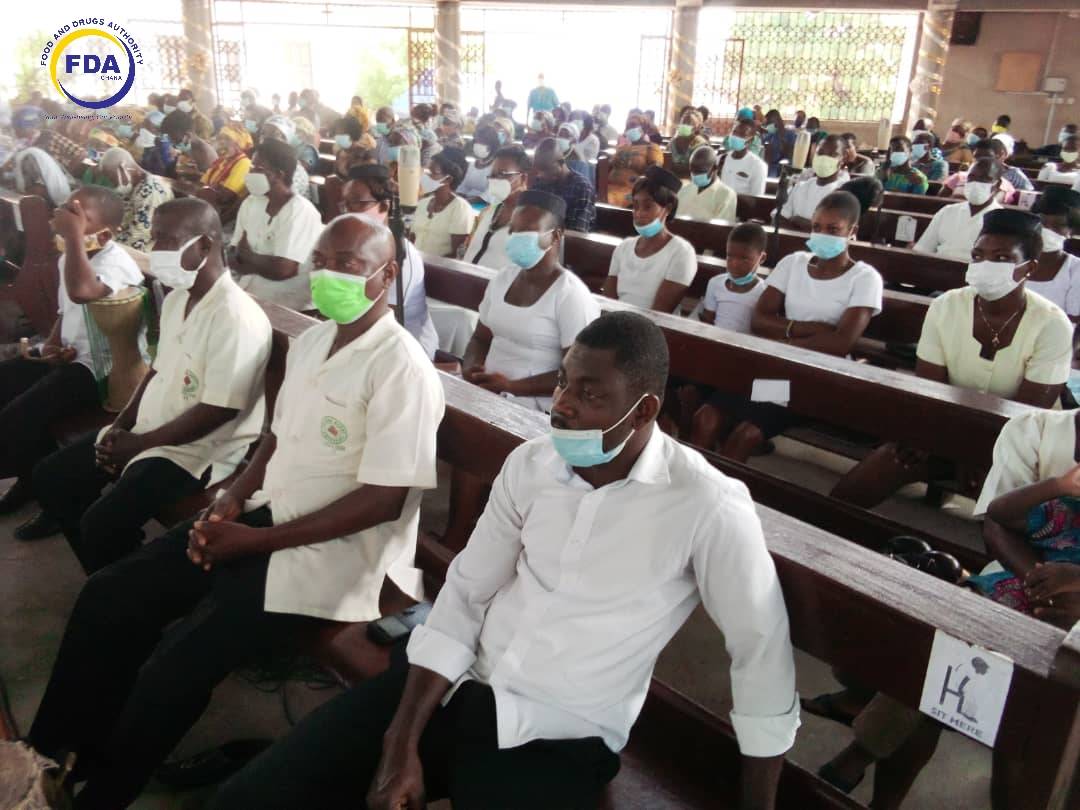 Volta Regional office of the FDA has embarked on a public education drive in mosques and churches in the region as part of efforts to deal with misconceptions about Covid-19 vaccines. Our bus stopped today at the Sacred Heart R/C in Ho.