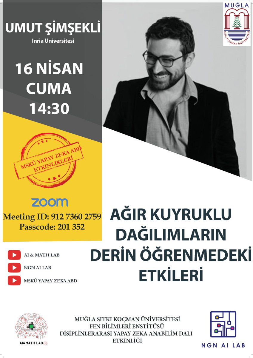 mskuyz's tweet photo. 16 Nisan Cuma günü 14:30'da görüşmek üzere 
#mskuyz #msku #aimathlab #machinelearning #datascience #ai #data #veri #deeplearning #derinogrenme #artificialintelligence #veribilimi #yapayzeka #istatistik #statistics #matematik #mathematics #innovation #ngnailab https://t.co/R6Y5Xh3tWq