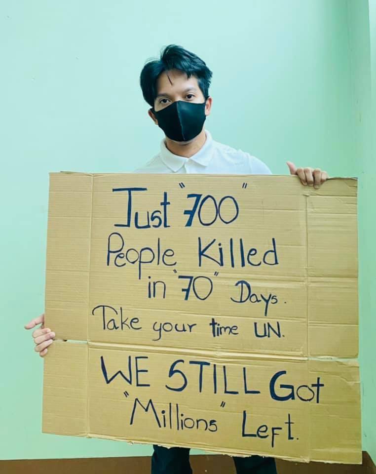 It’s been 70 days since we are under this ridiculously inhumane military Coup. They have  killed over  700 civilians within 70 days. #UN please urge to save us.
#WhatsHappeningInMyanmar 
#Apr11Coup