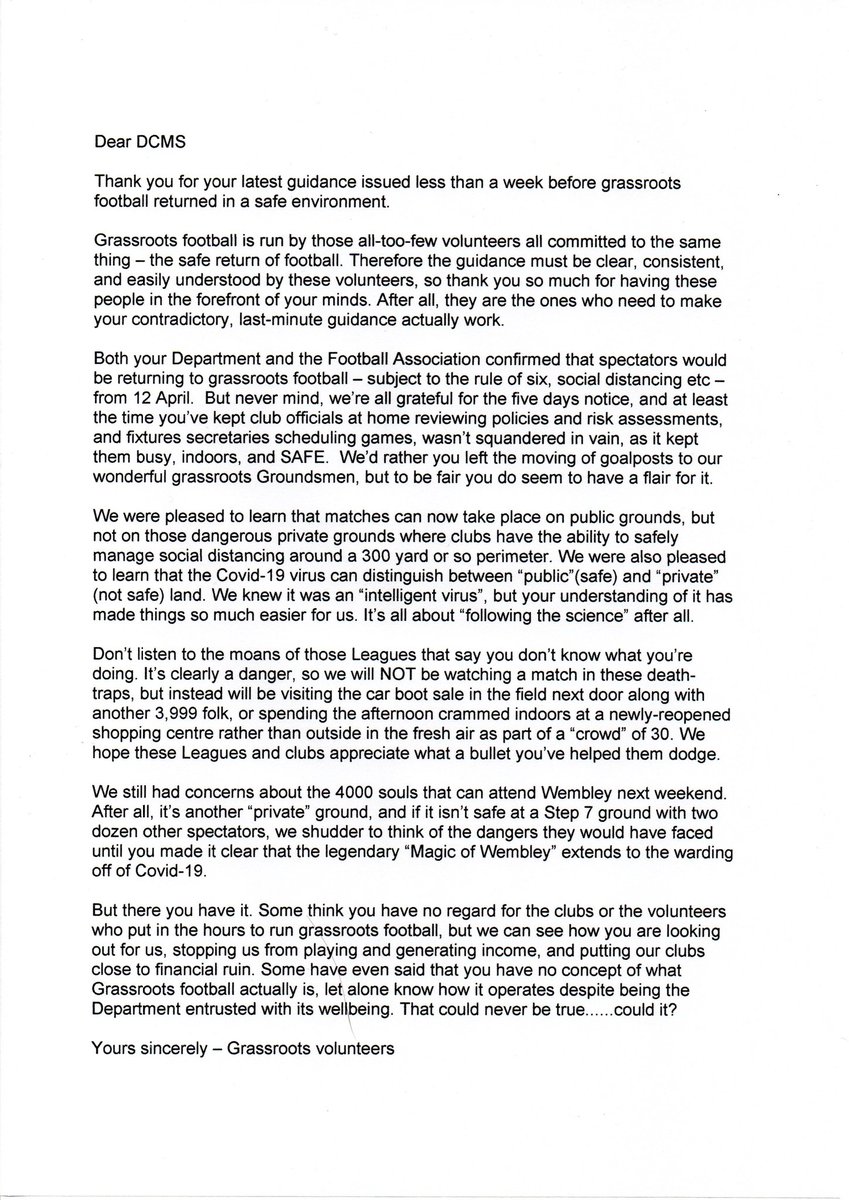 Thanks for the kind comments about the letter by myself and Dan in <a href="/NonLeaguePaper/">The Non-League Paper</a>, seems it struck a chord.
The last two (and most cutting) paragraphs were unfortunately removed, so here's the full version