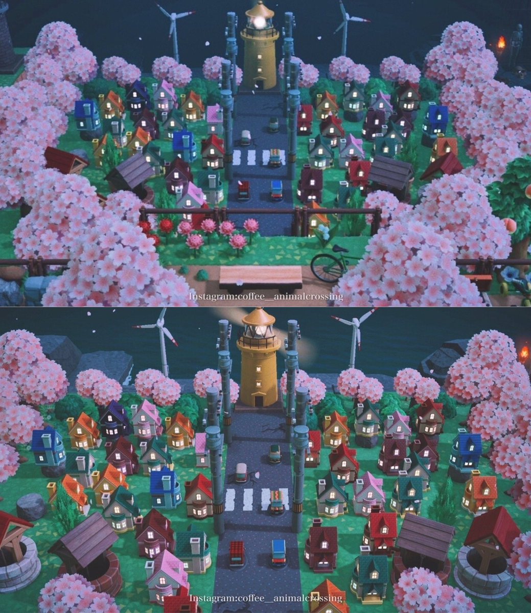 Wide-angle vision of night view from the mountain 🌃❤️
Ig: instagram.com/coffee__animal…
#ACNHdesign #あつ森 #ACNH  #どうぶつの森