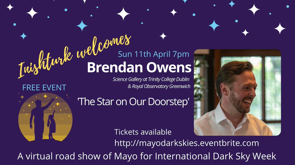 As our Road Show of Mayo's Dark Skies draws to a close, we hope you can virtually join us on Inishturk Island tonight for Brendan Owens 'The Star on our Doorstep'.   Free event - 7pm -www.mayodarkskies.eventbrite.com. #UnderOneSky #IDSW2021 #Mayodarkskies