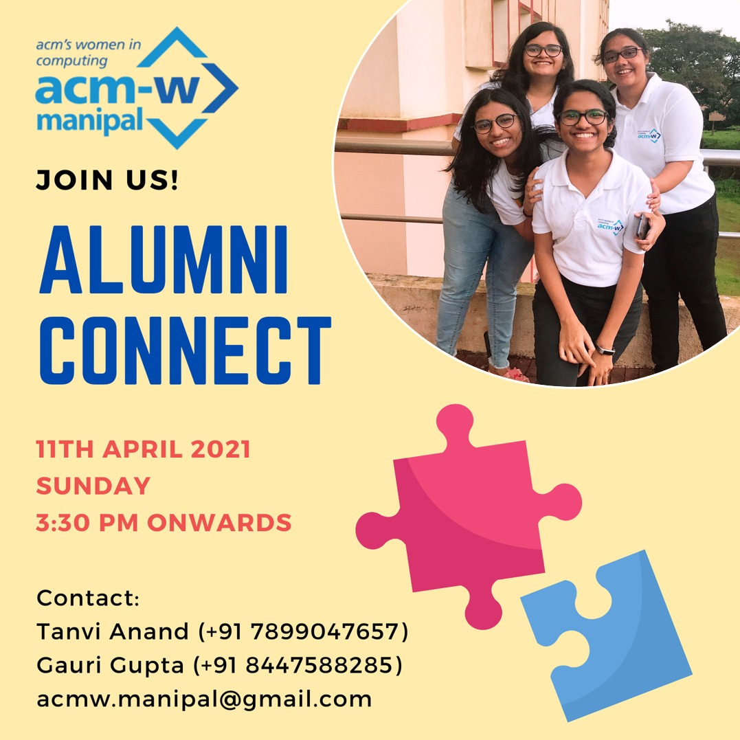 acmw_manipal's tweet image. 11th April, a bright Sunday afternoon, generations of ACM-W Manipal zoomed in for the traditional Alumni Connect. It was an absolute honour to host these driven women. A big shout out to our mentors and guideposts, who help us find the answers to all our questions!