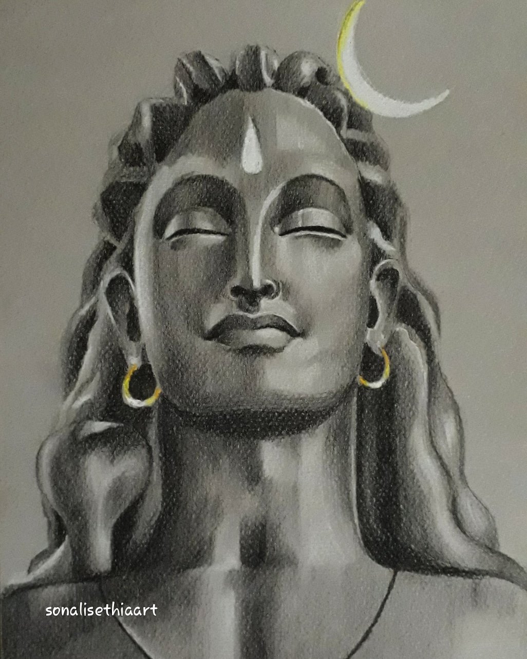 Lord Shiva (Bholenath) | Pencil Sketch | Painting by Sanju Basu | Exotic  India Art