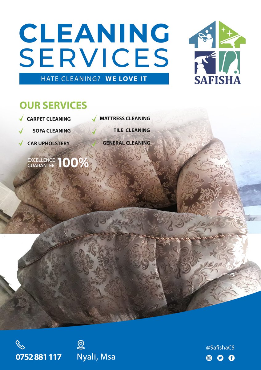SafishaCS's tweet photo. Hate Cleaning? We Love It

✅ We do all types of cleaning
🚙 We will come to your home/work
📲 Call/Text/WhatsApp 0752881117

Book an appointment today. 

#Mombasa #CleaningServices #SafishaCS https://t.co/5JuhbBaaky