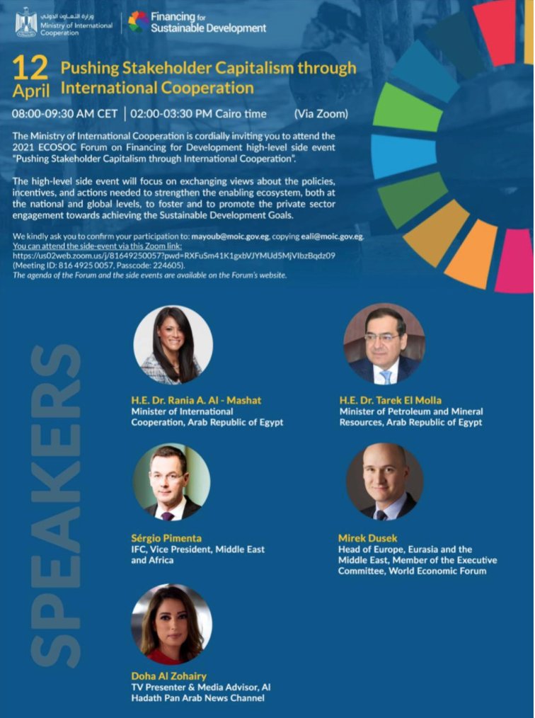 Dohaalzohairy's tweet photo. Join me at the #UN  #FfDforum 
As we discuss Pushing Stakeholder Capitalism through International Cooperation organized by Egypt Ministry of International Cooperation.
@UNarabic @UN_Women @unwomenarabic @UNNewsArabic
Register here 
Registration details : https://t.co/dJIKi5I7Gh https://t.co/cCAXvUVcdL