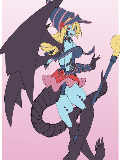 次の依頼絵WIP
今回は珍しくポーズ指定のご依頼です。
ブラマジガールとレッドアイズの融合&青肌指定でござんす。 