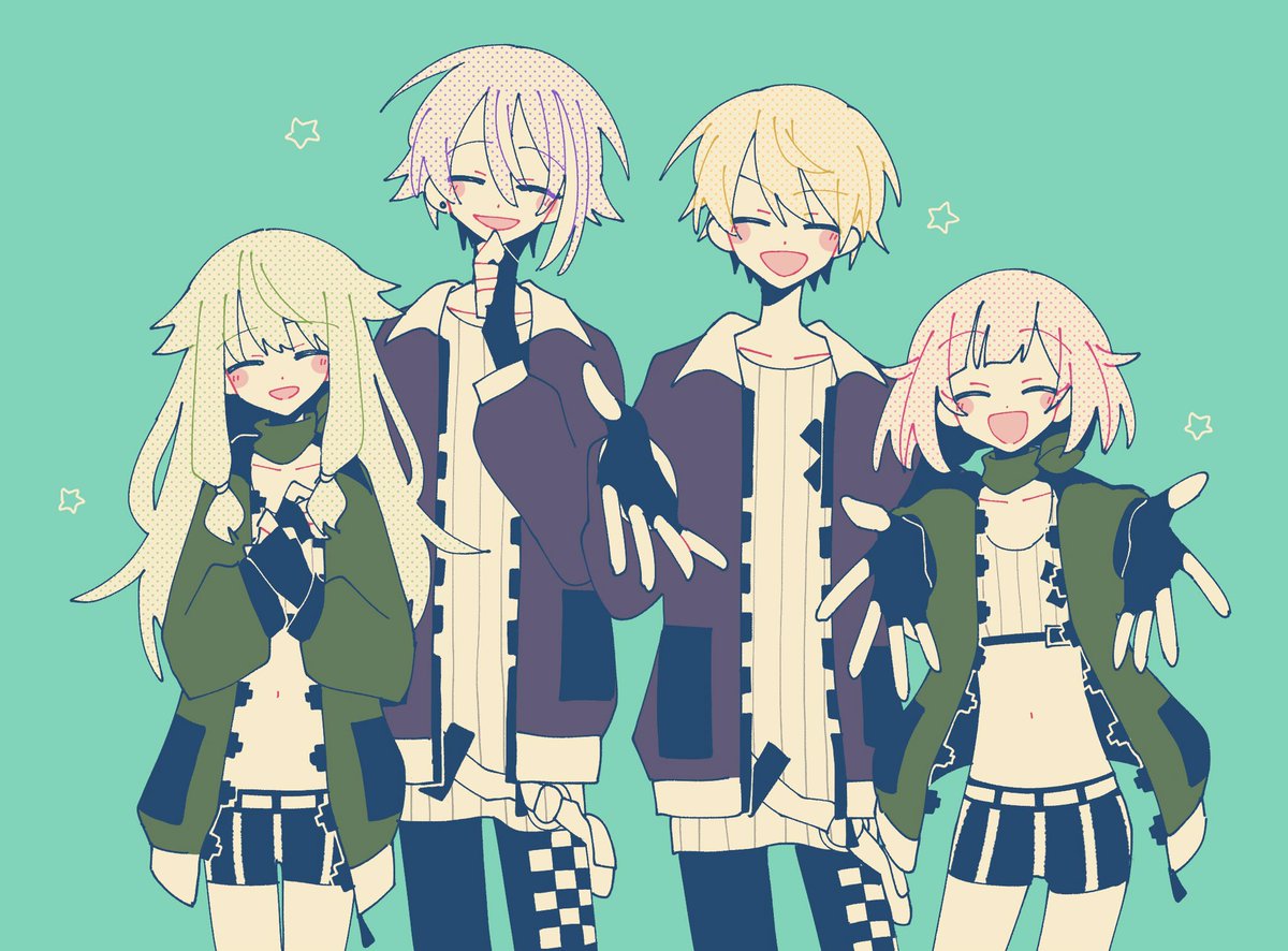 4人並べた なしろのイラスト 4人並べた なしろのイラスト