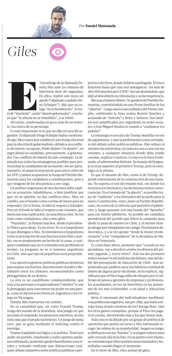 DMatamala's tweet image. La columna de hoy:
“Giles”