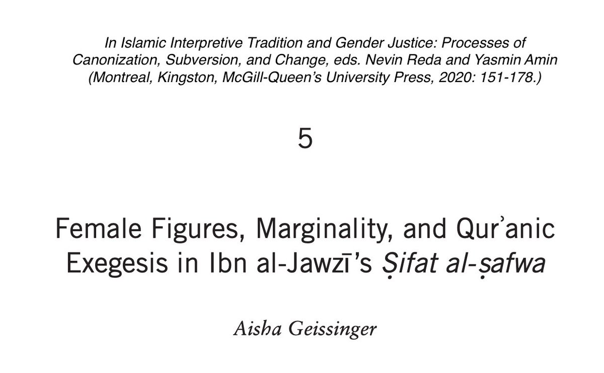 There's a lot going on in that chapter. I’m only going pick up one thread in support of my own observations that Sulami and Ibn al-Jawzi idealize Hafsa as modest and secluded, rather than socially engaged and scholarly. Click here to give it a full read.  https://bit.ly/3uLBEgp 